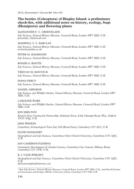 Of Bingley Island: a Preliminary Check-List, with Additional Notes on History, Ecology, Bugs (Hemiptera) and Flowering Plants