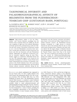 TOARCIAN GSSP (LUSITANIAN BASIN, PORTUGAL) by PATR�ICIA RITA1,2 , ROBERT WEIS3,LU�IS V