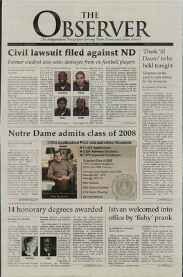 ^ V the Civil Lawsuit Filed Against ND Notre Dame Admits Class of 2008