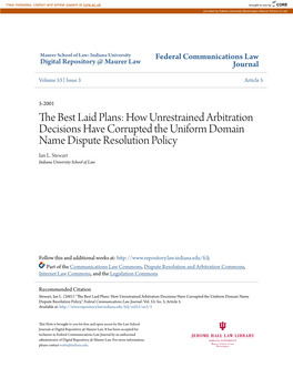 The Best Laid Plans: How Unrestrained Arbitration Decisions Have Corrupted the Uniform Domain Name Dispute Resolution Policy Ian L