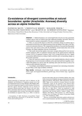 Spider (Arachnida: Araneae) Diversity Across an Alpine Timberline