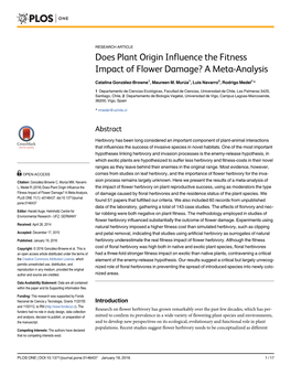 Does Plant Origin Influence the Fitness Impact of Flower Damage? a Meta-Analysis