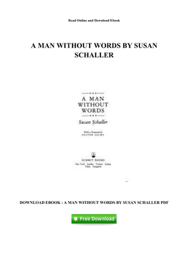 A Man Without Words by Susan Schaller