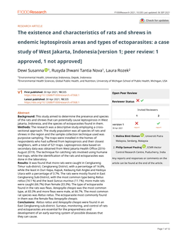 The Existence and Characteristics of Rats and Shrews in Endemic Leptospirosis Areas and Types of Ectoparasites: a Case Study Of