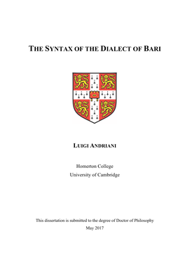 Andriani the Syntax of the Dialect of Bari Corrections