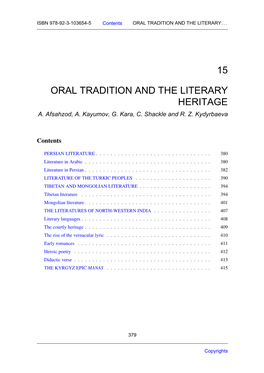 15 Oral Tradition and the Literary Heritage