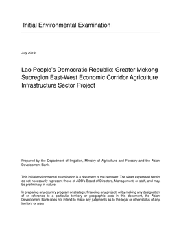 44138-022: Greater Mekong Subregion East-West Economic Corridor Agriculture Infrastructure Sector Project