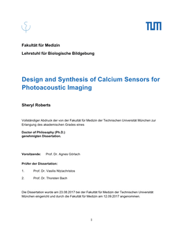 Design and Synthesis of Calcium Sensors for Photoacoustic Imaging