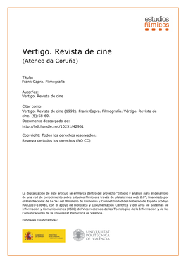 Vertigo. Revista De Cine (Ateneo Da Coruña)