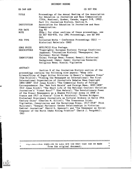 Proceedings of the Annual Meeting of the Association for Education in Journalism and Mass Communication (75Th, Montreal, Quebec, Canada, August 5-8, 1992)