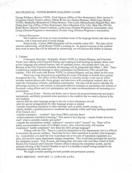 Documents Related to the Multilingual Voting Rights Coalition