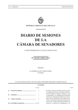 Diario De Sesiones De La Cámara De Senadores