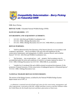 Compatibility Determination - Berry Picking on Felsenthal NWR