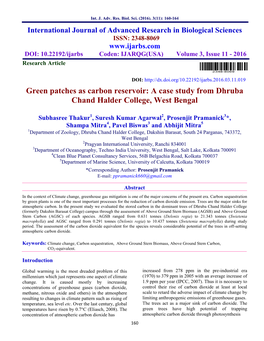 Green Patches As Carbon Reservoir: a Case Study from Dhruba Chand Halder College, West Bengal