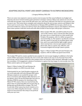 Adapting Digital Point-And-Shoot Cameras to Olympus Microscopes