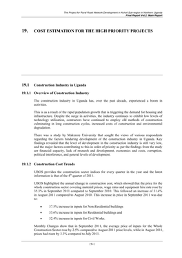 19. Cost Estimation for the High Priority Projects