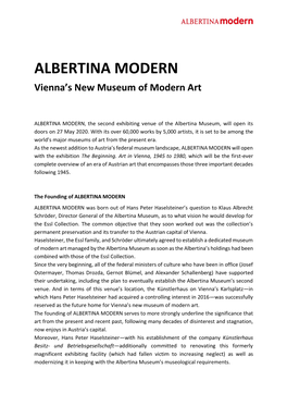 ALBERTINA MODERN Vienna’S New Museum of Modern Art