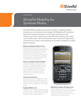 Shoretel Mobility for Symbian/Nokia