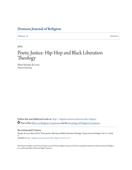 Hip-Hop and Black Liberation Theology Mimi Mendes De Leon Denison University