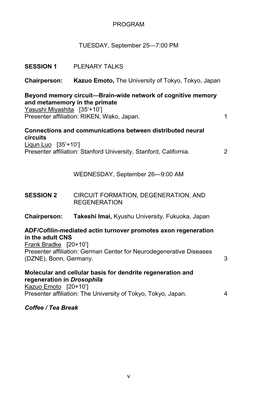 V PROGRAM TUESDAY, September 25—7:00 PM SESSION 1 PLENARY TALKS Chairperson: Kazuo Emoto, the University of Tokyo, Tokyo, Japa