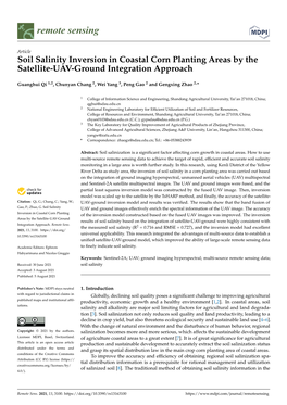 Soil Salinity Inversion in Coastal Corn Planting Areas by the Satellite-UAV-Ground Integration Approach