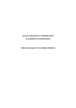 Balkan Regional Cooperation & European Integration