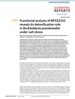 Functional Analysis of BPSS2242 Reveals Its Detoxification Role In