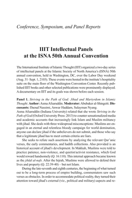 IIIT Intellectual Panels at the ISNA 50Th Annual Convention