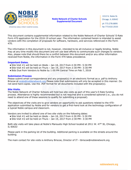 Noble Network of Charter Schools Supplemental Document This