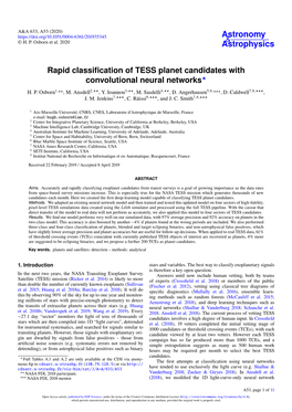 Rapid Classification of TESS Planet Candidates with Convolutional