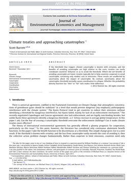 Climate Treaties and Approaching Catastrophes, Barrett.Pdf