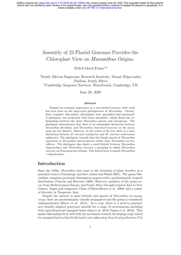 Assembly of 23 Plastid Genomes Provides the Chloroplast View on Miscanthus Origins