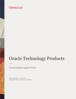 Oracle Lifetime Support Policy for Technology Products Guide