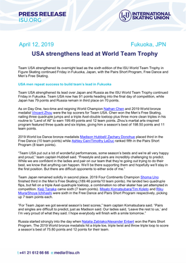 USA Strengthens Lead at World Team Trophy