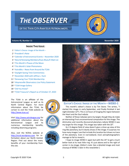 The Observer of the Twin City Amateur Astronomers