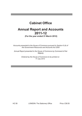 Cabinet Office Annual Report and Accounts 2011-12