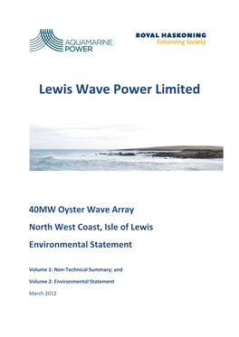 Lewis Wave Power 40MW Oyster Wave Array Environmental Statement