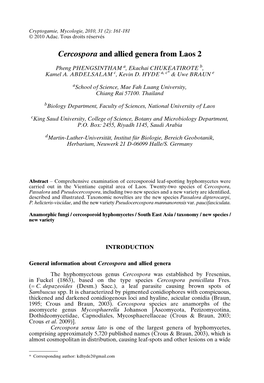 Cercospora and Allied Genera from Laos 2