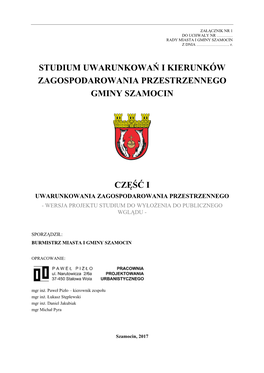 Studium Uwarunkowań I Kierunków Zagospodarowania Przestrzennego Gminy Szamocin