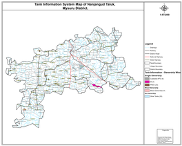 Tank Information System Map of Nanjangud Taluk, Mysuru District. Μ 1:97,800