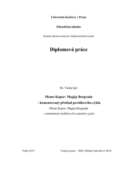 Diplomové Práce Je Představit Český Překlad Povídek a Jejich Translatologický Komentář