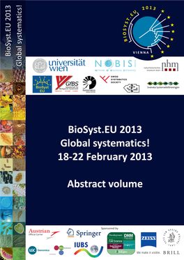 Biosyst.EU 2013 Global Systematics! 18-22 February 2013