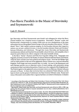 Pan-Slavic Parallels in the Music of Stravinsky and Szymanowski