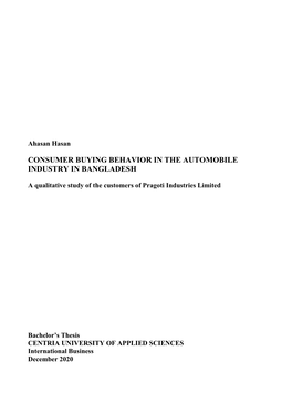 Consumer Buying Behavior in the Automobile Industry in Bangladesh