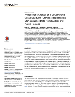 Phylogenetic Analysis of a 'Jewel Orchid' Genus Goodyera