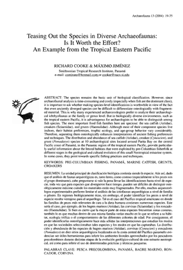 Teasing out the Species in Diverse Archaeofaunas: Is It Worth the Effort? an Example from the Tropical Eastern Pacific