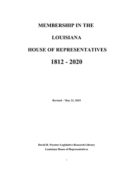 Membership in the Louisiana House of Representatives