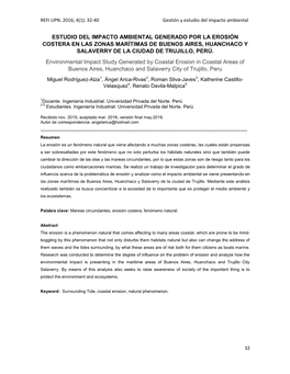 Estudio Del Impacto Ambiental Generado Por La Erosión Costera En Las Zonas Marítimas De Buenos Aires, Huanchaco Y Salaverry De La Ciudad De Trujillo, Perú