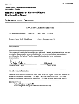 National Register of Historic Places Continuation Sheet