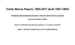 Carter Manny Papers, 1893-2017 (Bulk 1961-1993)